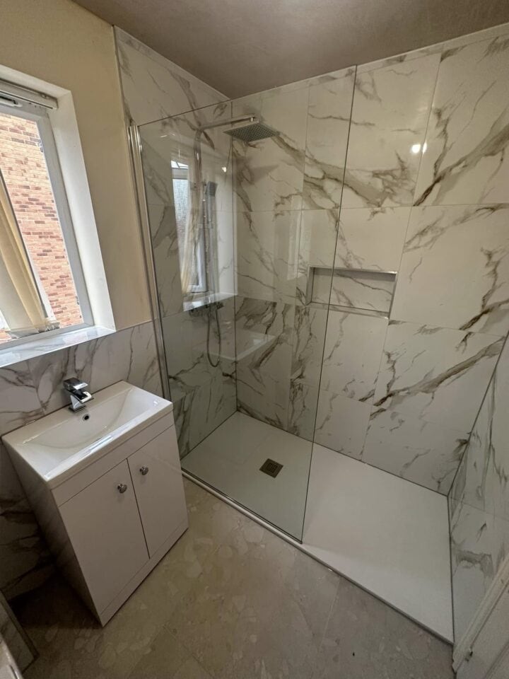 Compact Marble Elegance Bathroom Refurb 01